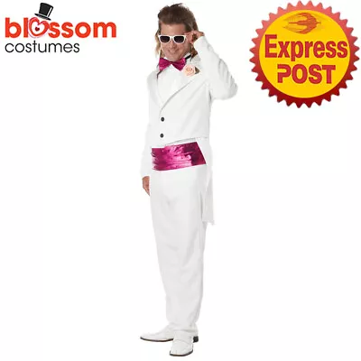 CA1921 80's Prom Date White Tuxedo Retro 80s Halloween School Funny Mens Costume • $69.57