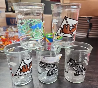 5 Vintage Welch's Jelly Jars Tom And Jerry Glasses From The 1990's. J • $22.50