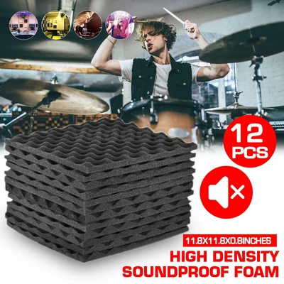 £17.67 • Buy 12PCS Acoustic Wall Panel Tiles Studio Sound Proofing Insulation Foam Floor 