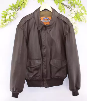 Vintage Cooper A-2 USA Air Force Goatskin Leather Bomber Jacket Brown Men's 44R • $139.99