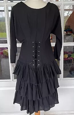 Vintage 1980s Rara Corset Dress Goth Alternative XS/S 10/12  V Neck Back • £38