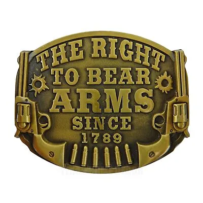 The Right To Bear Arms Belt Buckle 2nd Amendment Gun Rights Bullets Bronze Color • $17.95