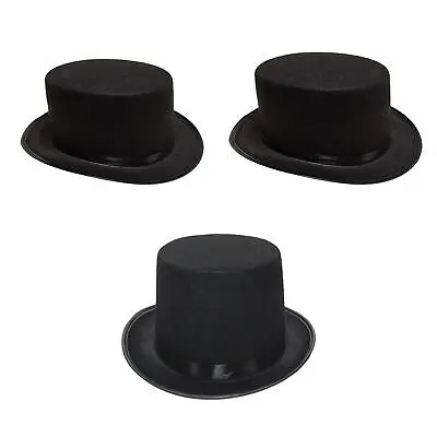Black Top Hat Fedora Hat Magician Butler Funky Flat Top Hat Fancy Dress Formal • $8.09