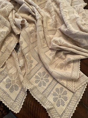 $26.99 • Buy Hand Crocheted Tablecloth 62” X 78”