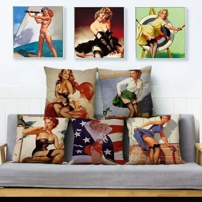 European Vinage Girl Cushion Cover Home Pillow Decor Sexy Marilyn Monroe  • £3.26