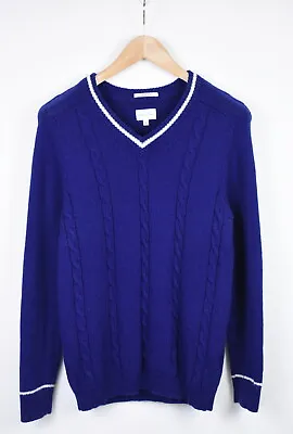 £35.99 • Buy GANT Rugger Sweater Mens MEDIUM Alpaca & Wool Blend Blue V-Neck Pullover