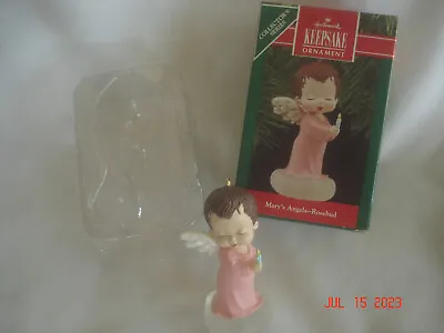 MINT BOXED 1990 HALLMARK MARY'S ANGELS ROSEBUD ORNAMENT #3 In SERIES W/ PRICE • $18.99