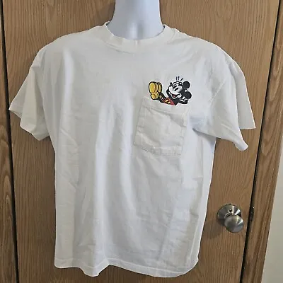 Vtg Disney Store Mickey Mouse Embroidered Pocket Shirt Single Stitch Large • $14