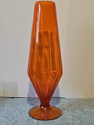 Vintage Mid Century Italian Empoli Glass Vase  Orange • $79
