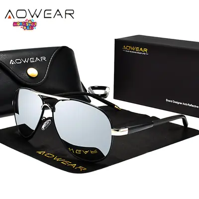 AOWEAR Aviation Sunglasses Polarized Mirror Polaroid Sun Glasses With Case • $28.75