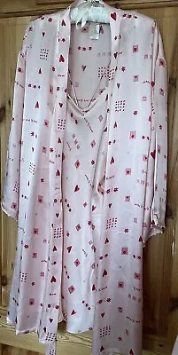 La Senza Pink  100% Silk Chemise And Robe  Size L/XL • £45