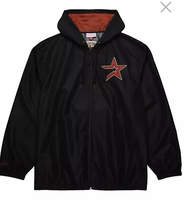 Mitchell & Ness Unlined Windbreaker Vintage Logo Houston Astros Black Red Sz XL • $85