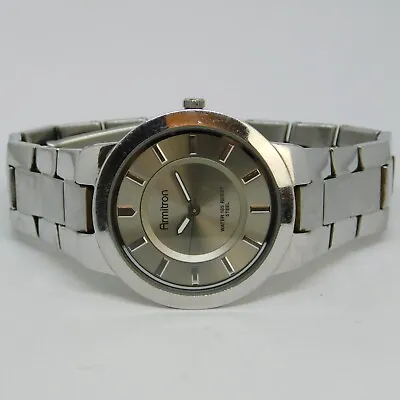 Armitron 20/1863 All Stainless Steel Quartz Men's Watch Sz. 7  New Battery • $18.99