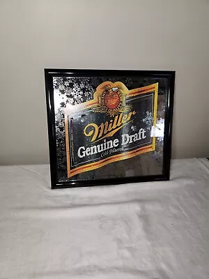 Vintage 1993 Miller Genuine Draft MGD Beer Bar Mirror Snowflakes 15  By 18  • $60