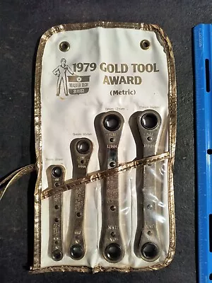 1979 GOLD TOOL AWARD Chrysler MTSC Gold Color Metric Ratcheting Wrench Set USA • $38.50