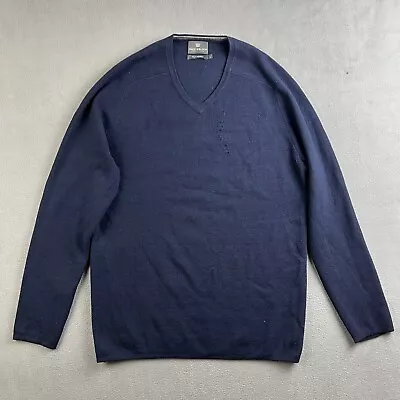 Mack Weldon Sweater Mens Large Blue Tech Merino Wool Viscose V Neck Pullover • $25