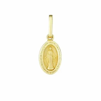 7/8  Satin Miraculous Religious Medal Pendant Real 14K Yellow Gold 0.9g • $98.99