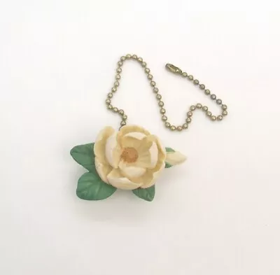 Vintage Cream Magnolia Flower Floral Ceiling Fan Or Light Pull Chain • $9.99