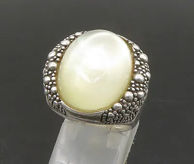 MICHAEL DAWKINS 925 Silver - Vintage Mother Of Pearl Cocktail Ring Sz 6- RG23323 • $121.20