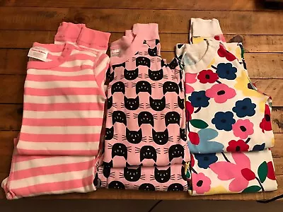 LOT (3) Hanna Andersson Long John Set SZ 150 160 Stripe / Floral / Cat SZ 12/14 • $60