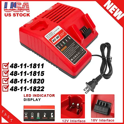 Battery Charger For Milwaukee 48-59-1812 For M12 For M18 18V 12V Dual Voltage • $19.79