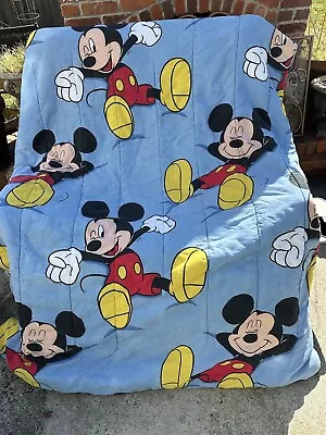 Vintage 90s Disney Mickey Mouse Reversible Twin Comforter Rare HTF Zzzz Sleepy • $35