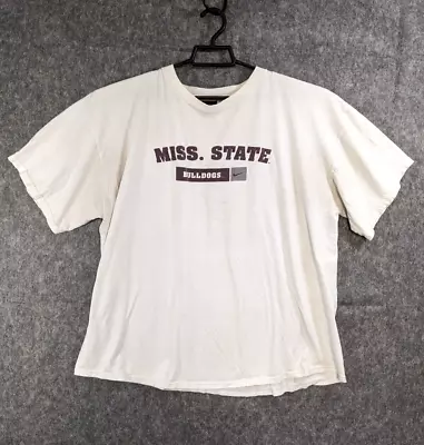 Vtg Miss State Nike Team Men T Shirt Extra Large White Bulldogs Swoosh 1990s • $17.48