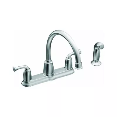 MOEN Kitchen Faucet Banbury 2-Handle Mid-Arc Standard With Side Sprayer Chrome • $62.99