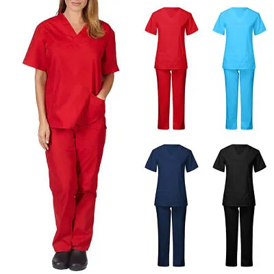 UK Men Women Uniform Scrubs Suit Hospital Medical Doctor Nurse Surgeon Workwear • £15.49