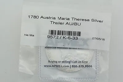 1780 Austria Maria Theresa Silver Thaler AU/BU - APMEX • $38