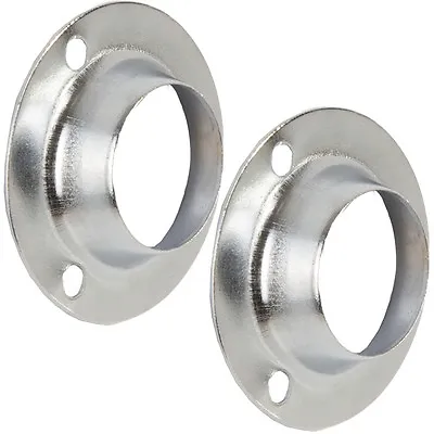 2 X STRONG 19mm Chrome Rail Support Bracket|Round Hanging Tube End Fittings • £4.20