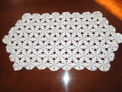 Large Vintage Rectangle Hand Crocheted Doily Table Runner White • $12.50