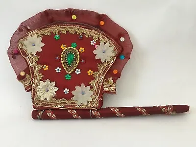 Vintage Hand Fan Rajasthani Art Work Colourful Decorative Wall Decor Indian  • $66.94