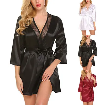 $13.48 • Buy Women Wrap Dressing Gown Bandage Short Kimono Robe Bride Nightdress Sleepwear