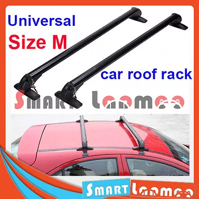 Universal Aluminium Rain Gutter Car Roof Rack Luggage Carrier 2 Cross Bar Size M • $97.95