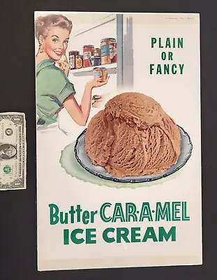 13x20 Vintage ICE CREAM Sign POSTER Store Display 1959 Housewife Butter Caramel • $59