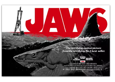 Jaws Steven Spielberg Luke Preece Variant Poster Lithograph Print 36x24 Mondo • $144.99