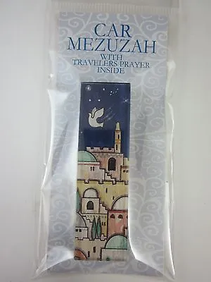 Car Mezuzah 2.5  Acrylic JERUSALEM With Travelers Prayer Scroll • $15.99