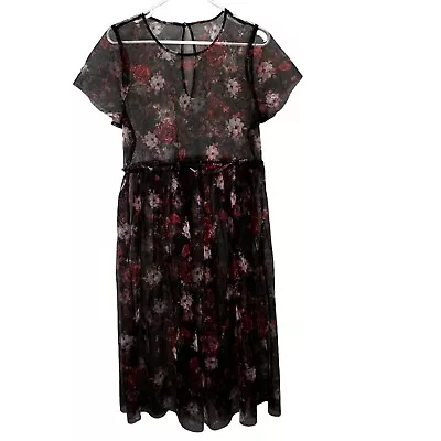 Torrid Sheer Skater Dress Floral Size L 12 Black Mesh Outer Layer ONLY • $19.99