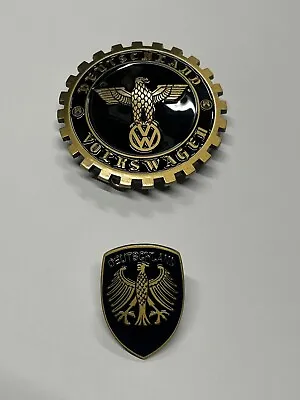 Vw Beetle super Beetle Hood Emblem & Matching Crest Black & Gold   1964 - 1979 • $74.95