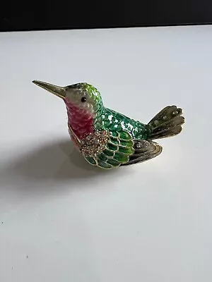 Bejeweled Hinged Trinket/Jeweled Colorful Bird Green/red FREE Shipping • $29.99