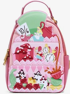 Loungefly Alice Wonderland Tea Cake TEA TIME Pink Mini Backpack RARE Tea Party! • £168.74