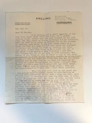 Letter  Ian Niall Angling Magazine 1955 Describing  Fishing Fly John  McNeillie • £5