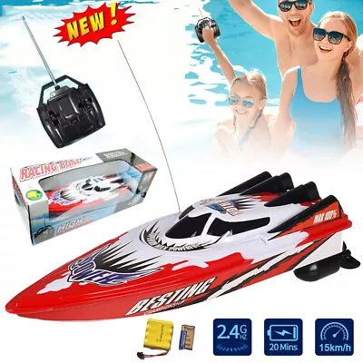 Remote Control Boat Kids Toy RC Racing Speed Pool Pond Fun Racing Boat Toys Gift • $28.95