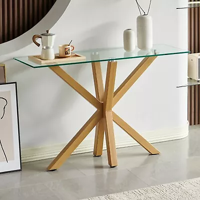 Spider Glass Console Hall Table With Oak Effect Legs - Telephone - AY22-OAK • £139