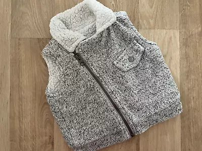 Baby Girl Boy Unisex 0-3 Months NUTMEG Grey Zip Up Gilet Teddy Fleece Lining • £5