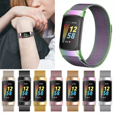 For Fitbit Charge 5 Magnet Stainless Steel Milanese Loop Strap Metal Watch Band • $14.99