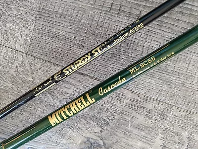 2 Vintage 5'6  2PC Med Casting Rods MITCHELL CASCADE & Shakespeare STURDY STIK • $24.95