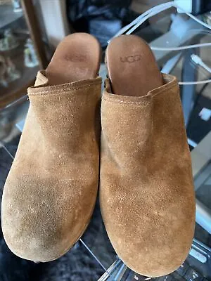 UGG Abbie Chestnut Brown Suede Mule Clogs Size 8 - 4” • $49.99