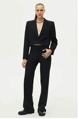 Zara Cropped Shoulder Pad Blazer ZW Collection XS • $90